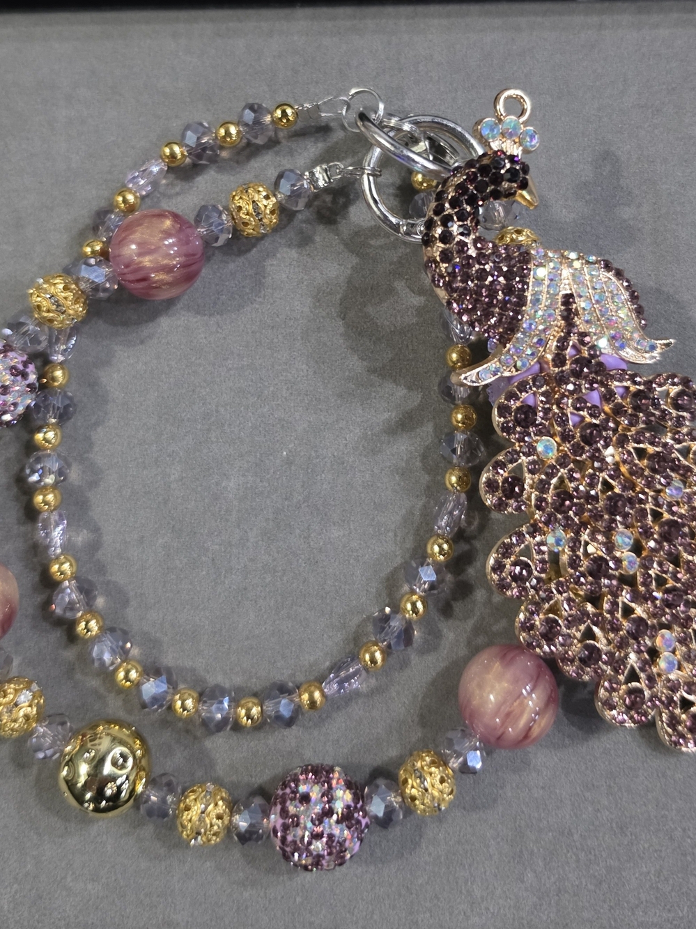 Bag Charm Purple Peacock
